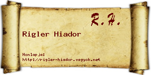 Rigler Hiador névjegykártya